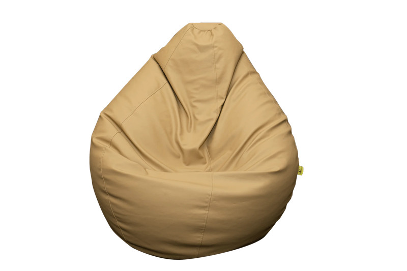 Lazy Panda Handmade Leather Bean Bags XL - Beige - مقعد جلدي